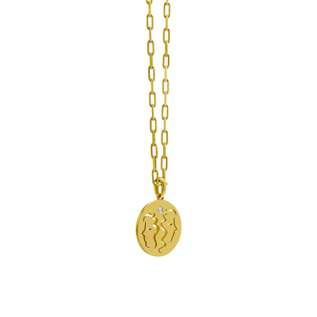 Minimalist 12 Constellations Stainless Steel Pendant Necklace - Hollow Round Sweater Chain