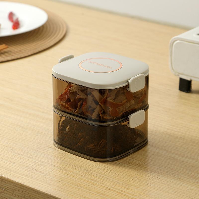 Multi-layer Seasoning Sealed Jar Storage Box, Kitchen Dried Chili Peppers, Sichuan Pepper, Star Anise and Condiments Separate Packaging Storage Box