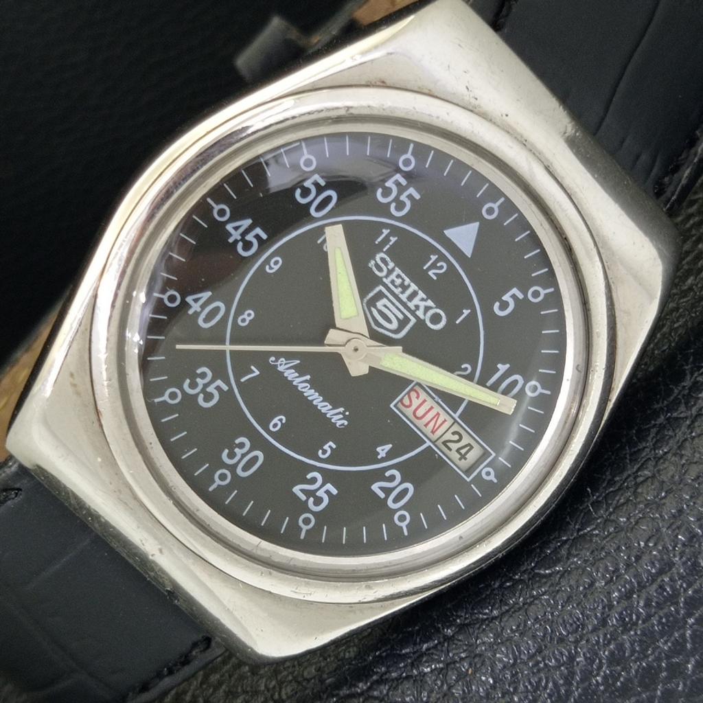 JAPAN VINTAGE SEIKO 5 AUTOMATIC 6309A MENS BLACK COLOR DIAL WATCH A701225-5 R206a-a701225