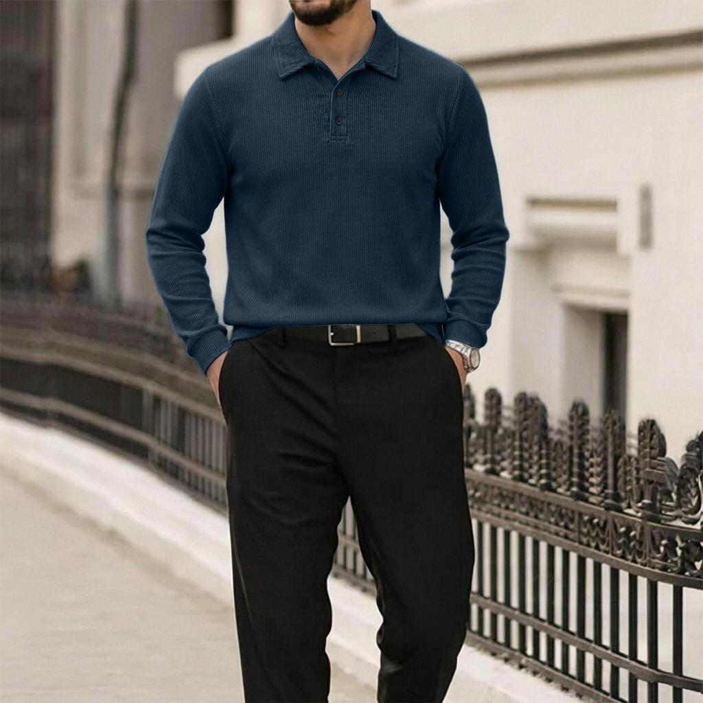 Men's Slim Fit Corduroy Pullover Sweater Knit Top for Casual Daily Wear