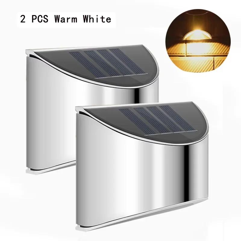 2PCS Solar Fence Light Solar Garden Light Outdoor Solar Wall Light Solar Deck Light Waterproof For Garden Patio Yard Decor