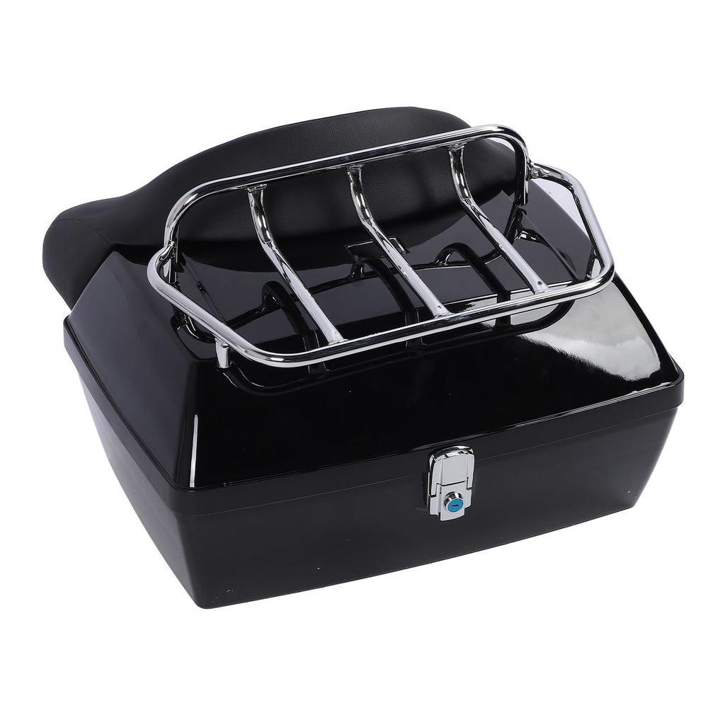 Motorcycle Rear Case 48L Universal Water Resistant with Lock Backrest Cushion Trunk Tail Luggage Box for Helmets