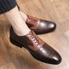 Luxury Mens Oxford Genuine Leather Shoes Black Brown Classic Shoes Brogue Lace Up Dress Wedding Office Business Men Formal Shoes