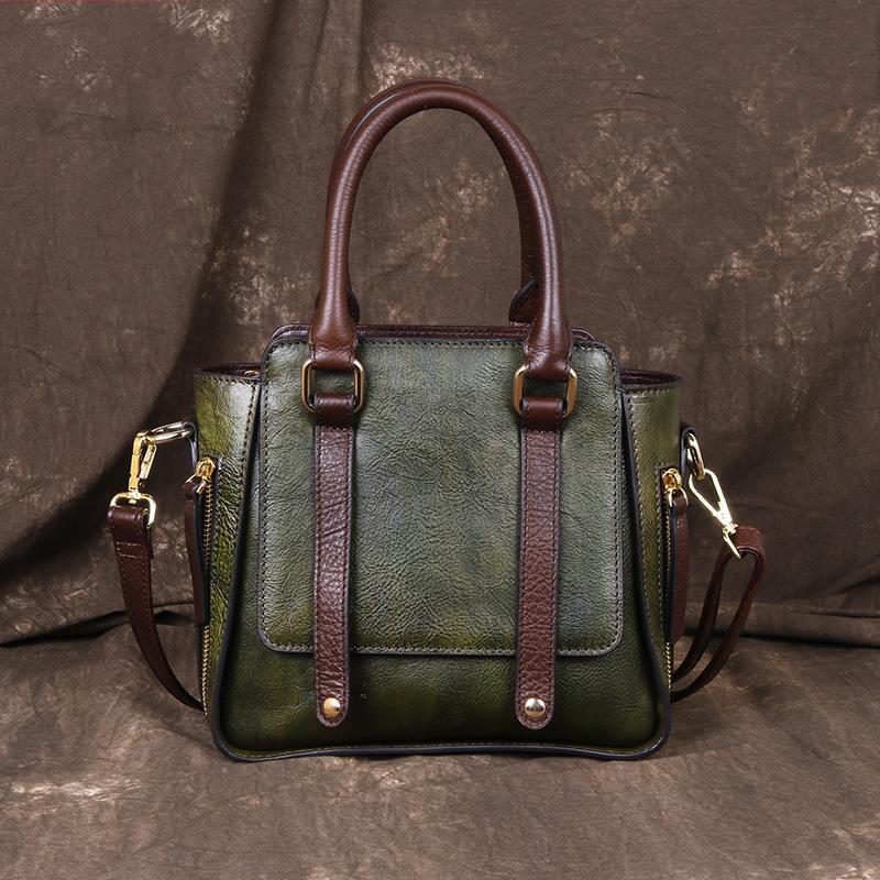 Vintage head layer cowhide handbag texture brown ladies crossbody bag urban simple single shoulder bag fashion