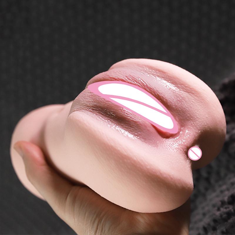 Male Masturbator Real Vagina Pocket Pussy with Two Hole Sucking Penis Sex Toys for Men Glans Stimulate Soft Silicone Vagina