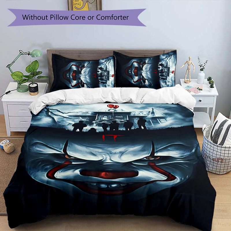 3pcs Pennywise the Dancing Clown pattern bedding set duvet cover set includes duvet cover &pillowcases, perfect all season bedroom decoration & gift