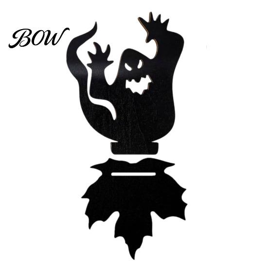 Wear Resistant Black Holder Halloween Ghost Candle Holder, Solid Wood Tea Light Stand, Maple Leaf Hollow Silhouette Shadow Base Candlestick,