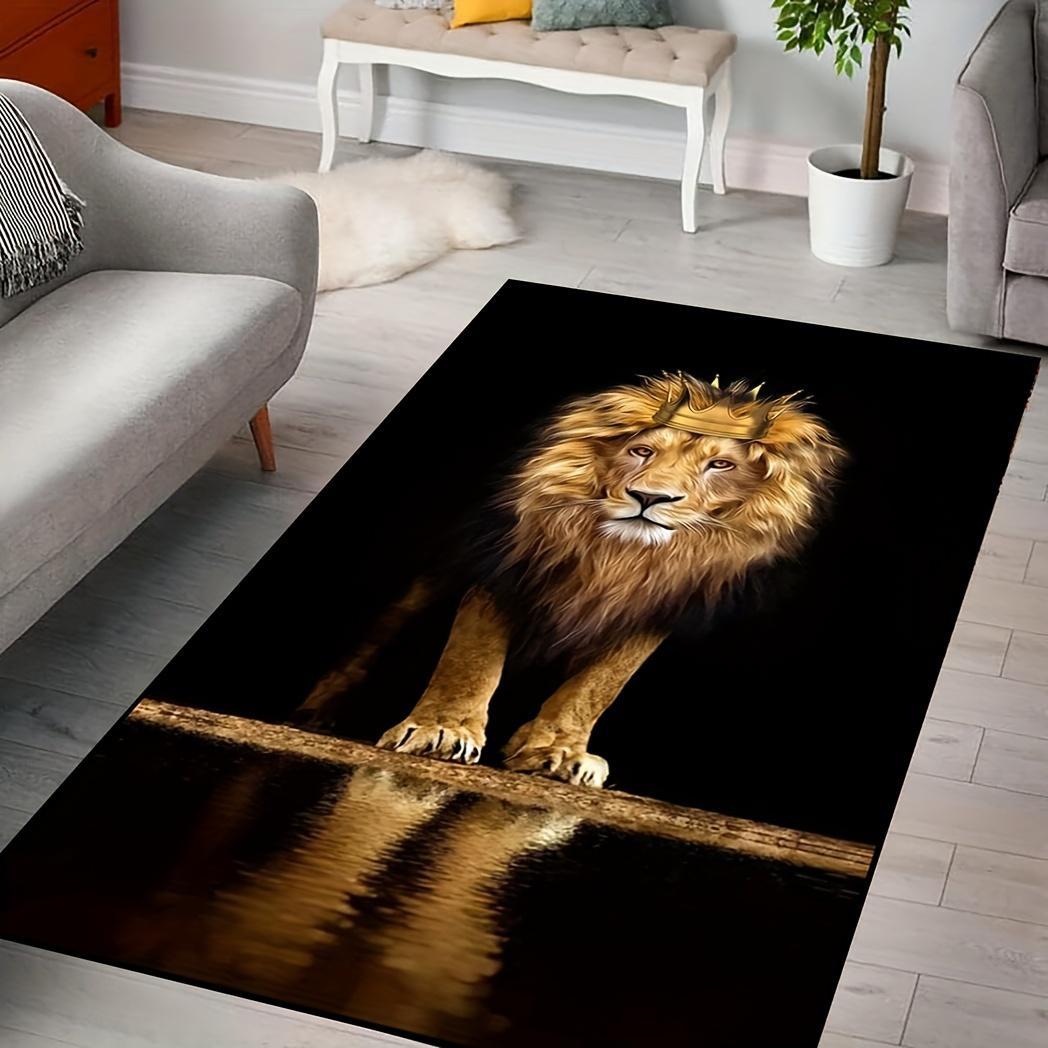 

1 шт. роскошный черный кухонный коврик с животным принтом льва, мягкий утолщенный кухонный коврик, водонепроницаемый нескользящий маслостойкий напольный коврик, коврик для бега 50x80cm