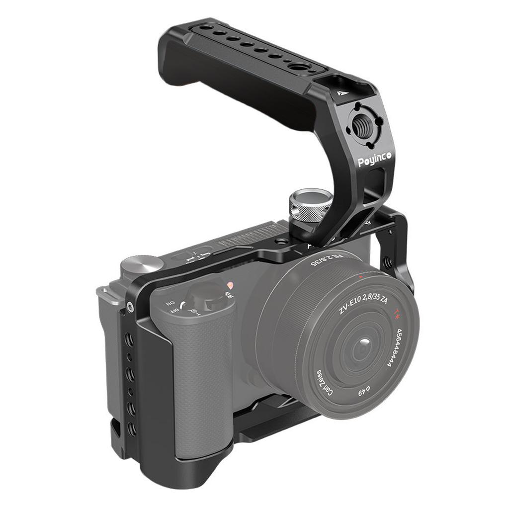 Poyinco JN-138 Camera Video Cage + Top Handle Kit Camera Cage Aluminum Alloy with Cold Shoe Mounts