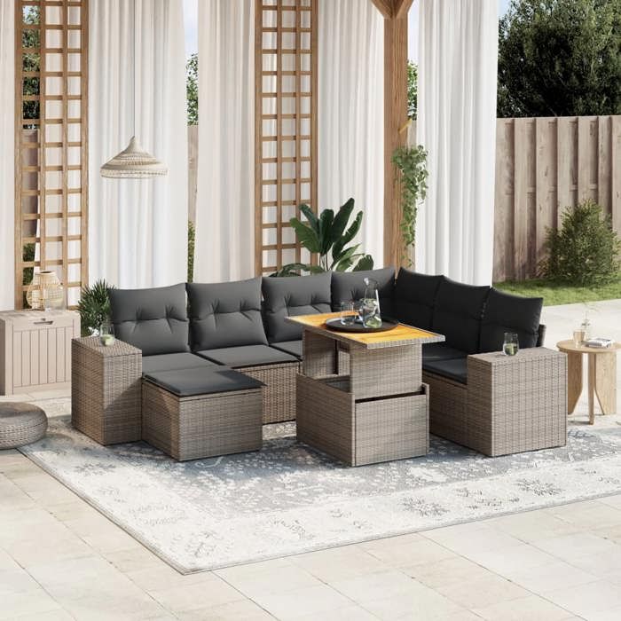 VidaXL Garden Lounge Set with Cushions 8 Pcs, Patio Sofas, Patio Furniture Set, Outdoor Furniture, Grey 3272754
