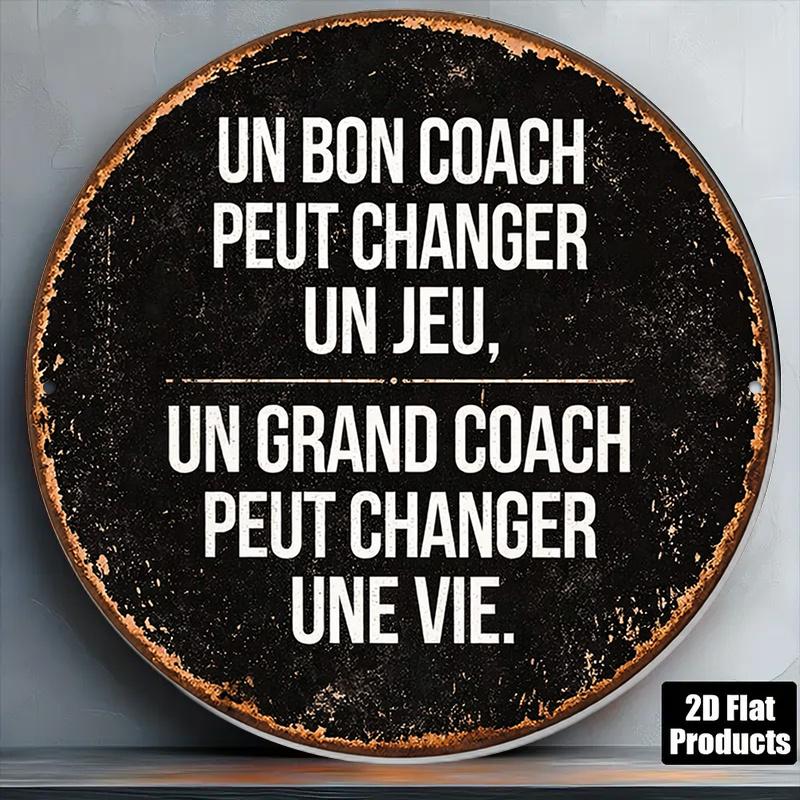 pc InXCm D Flat Round Sign Retro Plaque with Coach Quotes Motivational Quotes Inspiration Decorative Sign Suita