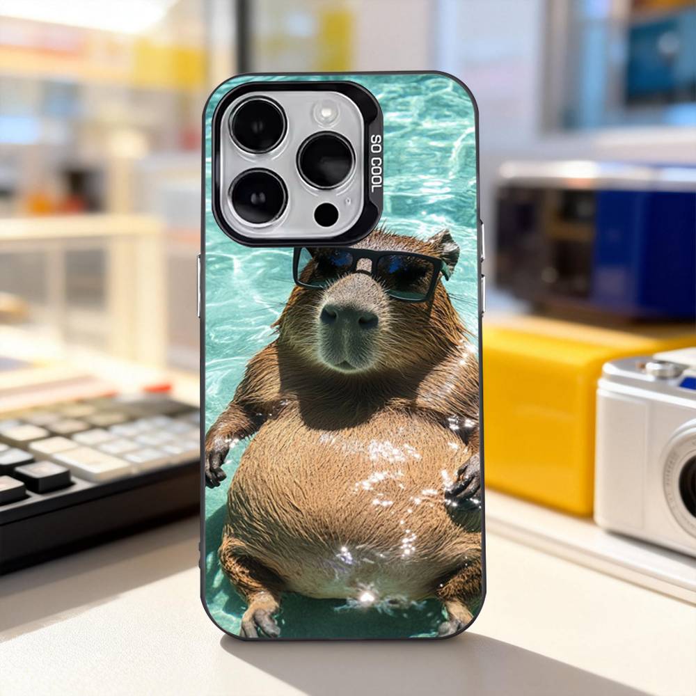 

Capybara Painting Cartoon Phone Case For iPhone 11,12,13,14,15,16,17,Pro,Max,Plus,E,Air,Mini IMD Matte Black iPhone15plus