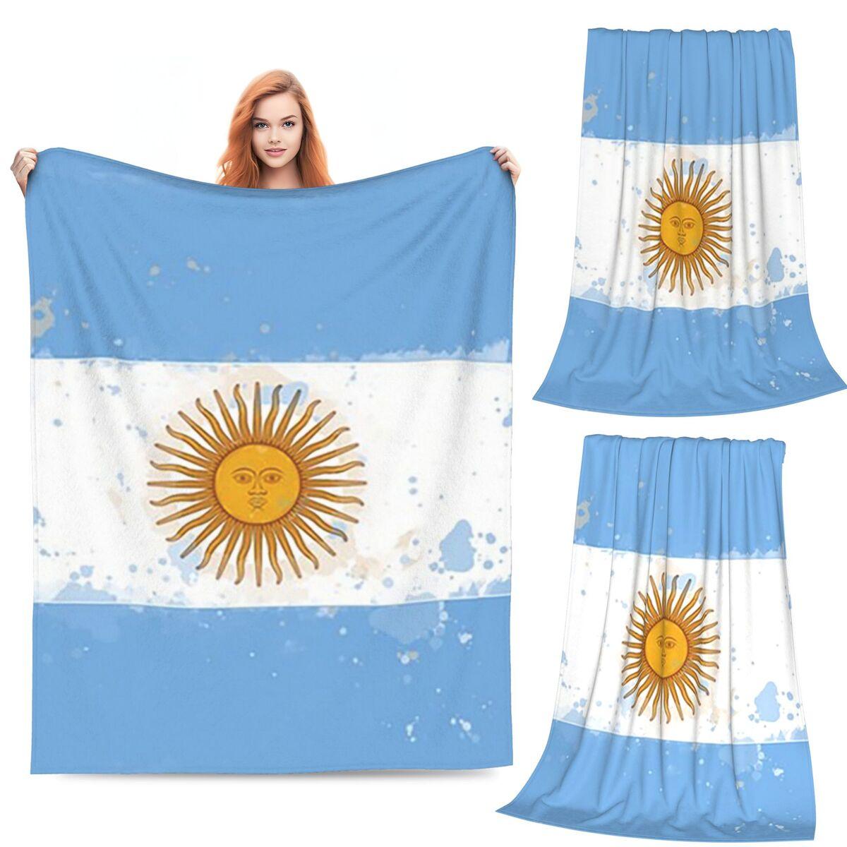 

Argentina Argentinian National Flag Blankets Soft Warm Flannel Throw Blanket Plush for Bed Living room Picnic Travel Home Couch 80x120cm
