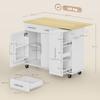 Isola Cucina Mobile, Piano Espandibile, Ante di Armadietto, Cassetti, Portasciugamani, Carrello da Cucina in MDF, Bianco