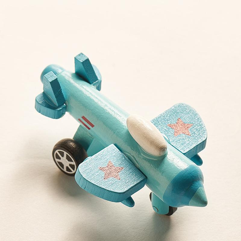 Kids Mini Wooden Cars Truck Aircraft Model Toy Montessori Wooden Education Colorful Vehicle Toys Simulation Cars Decoration Gift