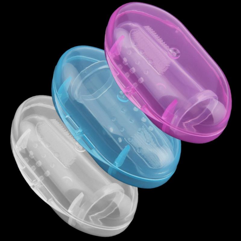 2PCS Kids Baby Infant Soft Silicone Finger Toothbrush Teeth Rubber Massager