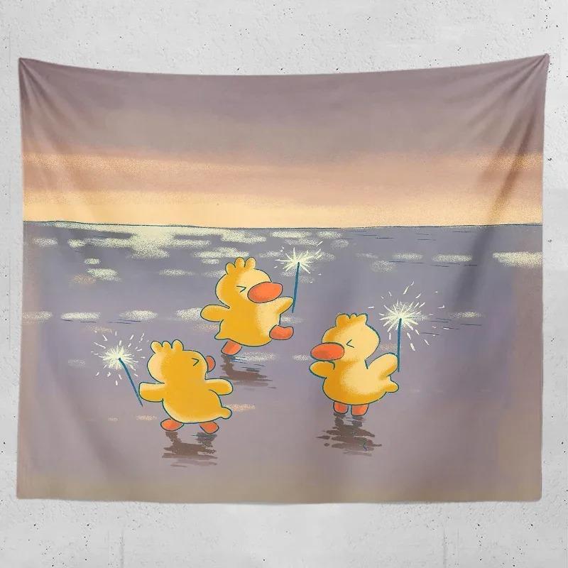 Cartoon Duck Decorative Tapestry Home Wall Living Room Office Decorative Tapestry