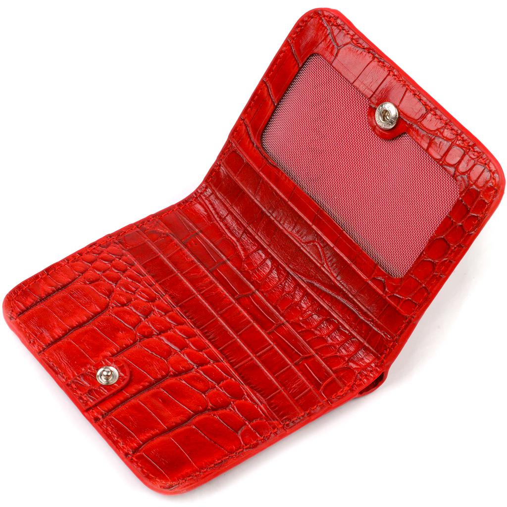 Women's Small Wallet Made of Genuine Leather with Crocodile Effect CANPELLINI 21795 Red