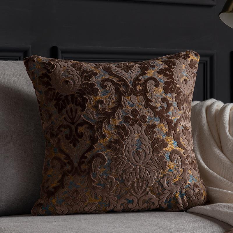 European Chenille Plush Cushion Cover Living Room Retro Plush Jacquard Pillowcase Villa Hotel Homestay Decoration Cover Office Chair Car Cushion Cover