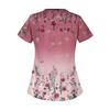 Women's Casual  Print Short Sleeve Sloping Collar Workwear Top With Double Pockets