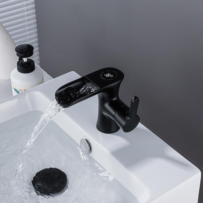 Intelligent Digital Display Hot and Cold Faucet Bathroom Vanity Washbasin Washbasin Hot and Cold Faucet