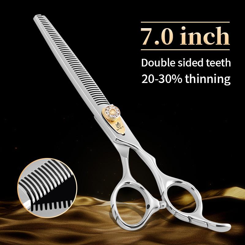 Fenice Dog Beauty Scissors 7 inch Professiona Double Teeth Pet Grooming Scissors for Dogs Thinner Shears Thnning rate 20-30%