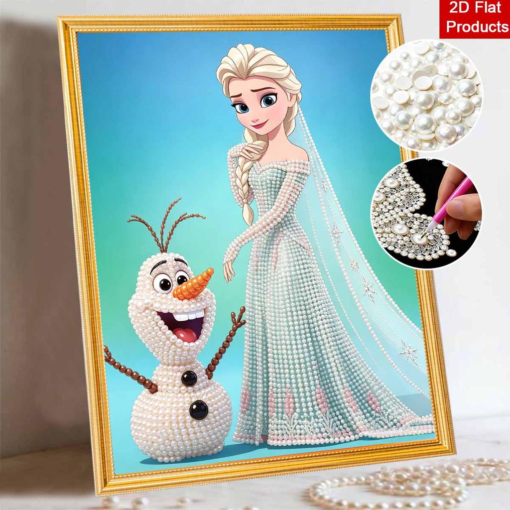 Disney Pearl Painting Princess Elsa and Olaf DIY Pearl Art Pearl Painting Kit Pearl Art Painting Wall for Home Office Decoration Handmade Gifts