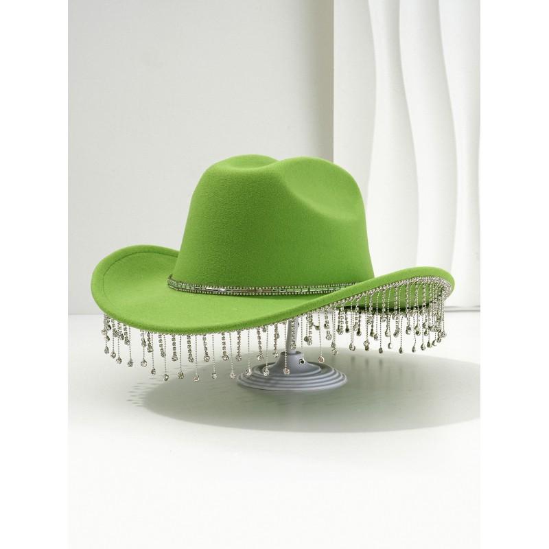 Unique Sweet Party Hat With Square Rhinestone Chain Tassel Music Events