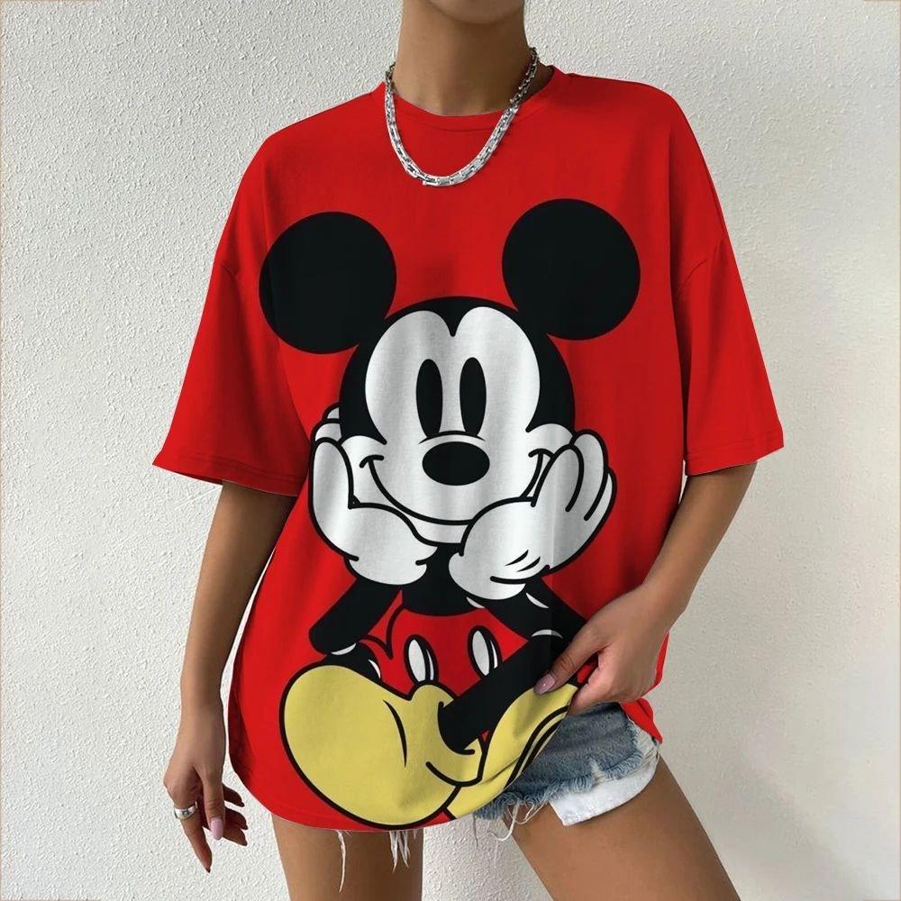 Disney Minnie Mouse Women T Shirt  Short Sleeve Graphic Tee Cotton Casual Top 2026 Summer Cartoon Streetwear Fashion Y2k Clothes S
