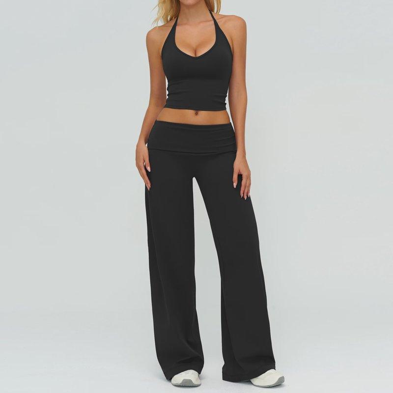 Women's Tracksuit Fitness Suit Two Piece Yoga Sets Women Sportswear Workout Sports Bra High Waist Flared Pant Gym Clothing