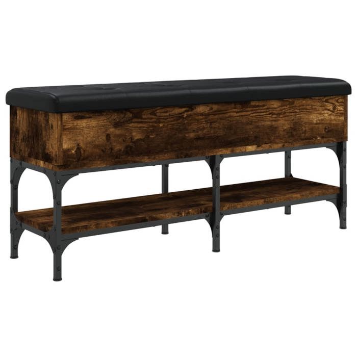 VidaXL Banc à Chaussures, Banquette de Rangement avec Siège, Meuble à Chaussures avec Coussin, Moderne, Chêne Fumé 102x32x45 835179