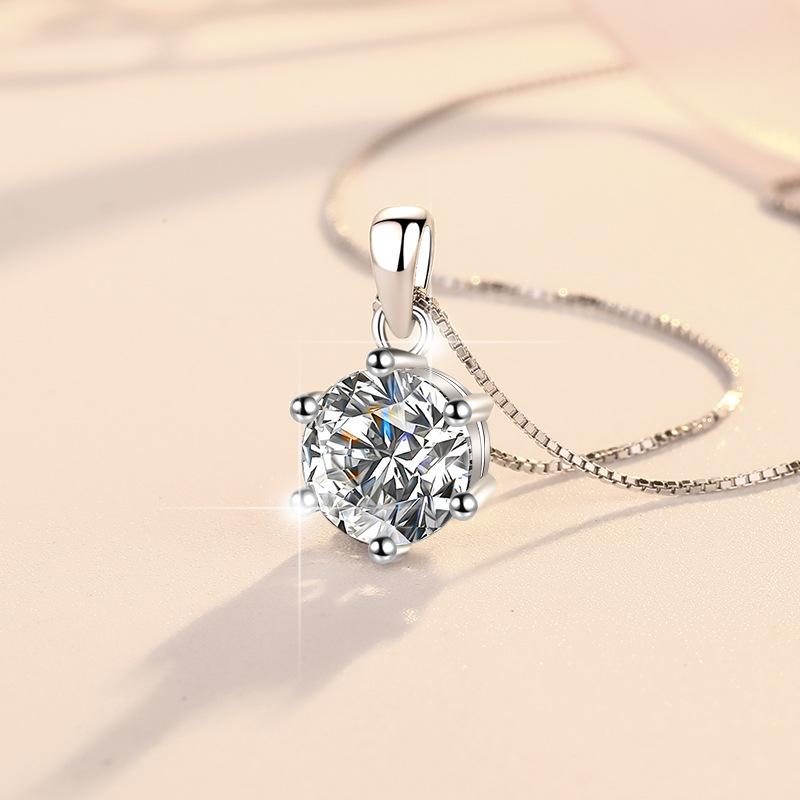 Smyoue 0.5-5CT D Color Zircon/moissanite Necklace for Women Sparkling Lab Diamond Pendant 925  Silver Wedding Jewelry