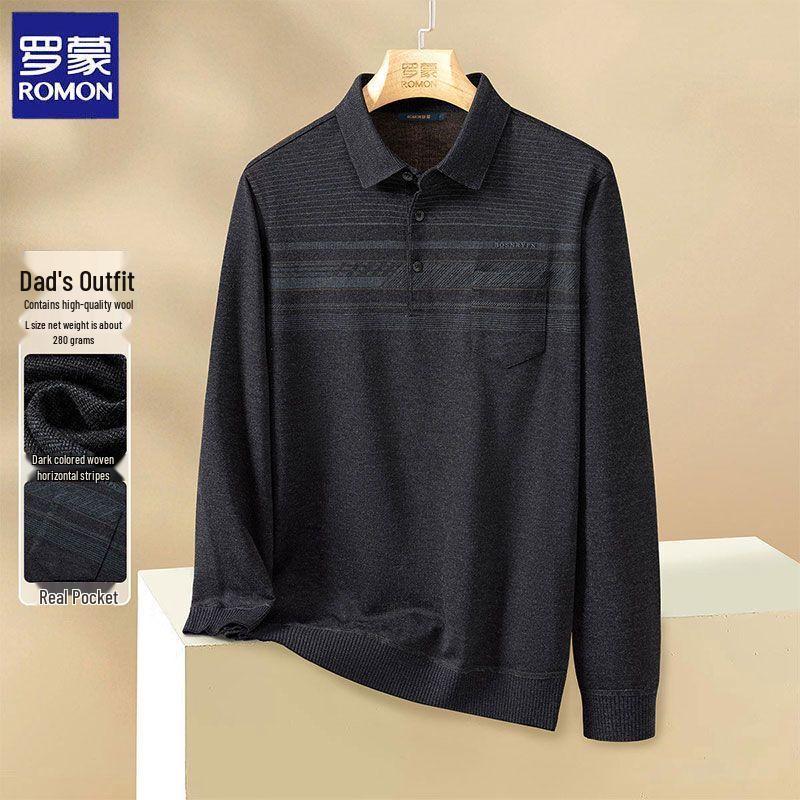 

Romon Men s Mid-Age Long Sleeve Polo Shirt 3XL