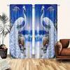 Set Of 2 Elegant Jit Peacock Print Curtain Design Polyester Drape Holiday Window Decor Home Light Blocking Made With Rod Pocket