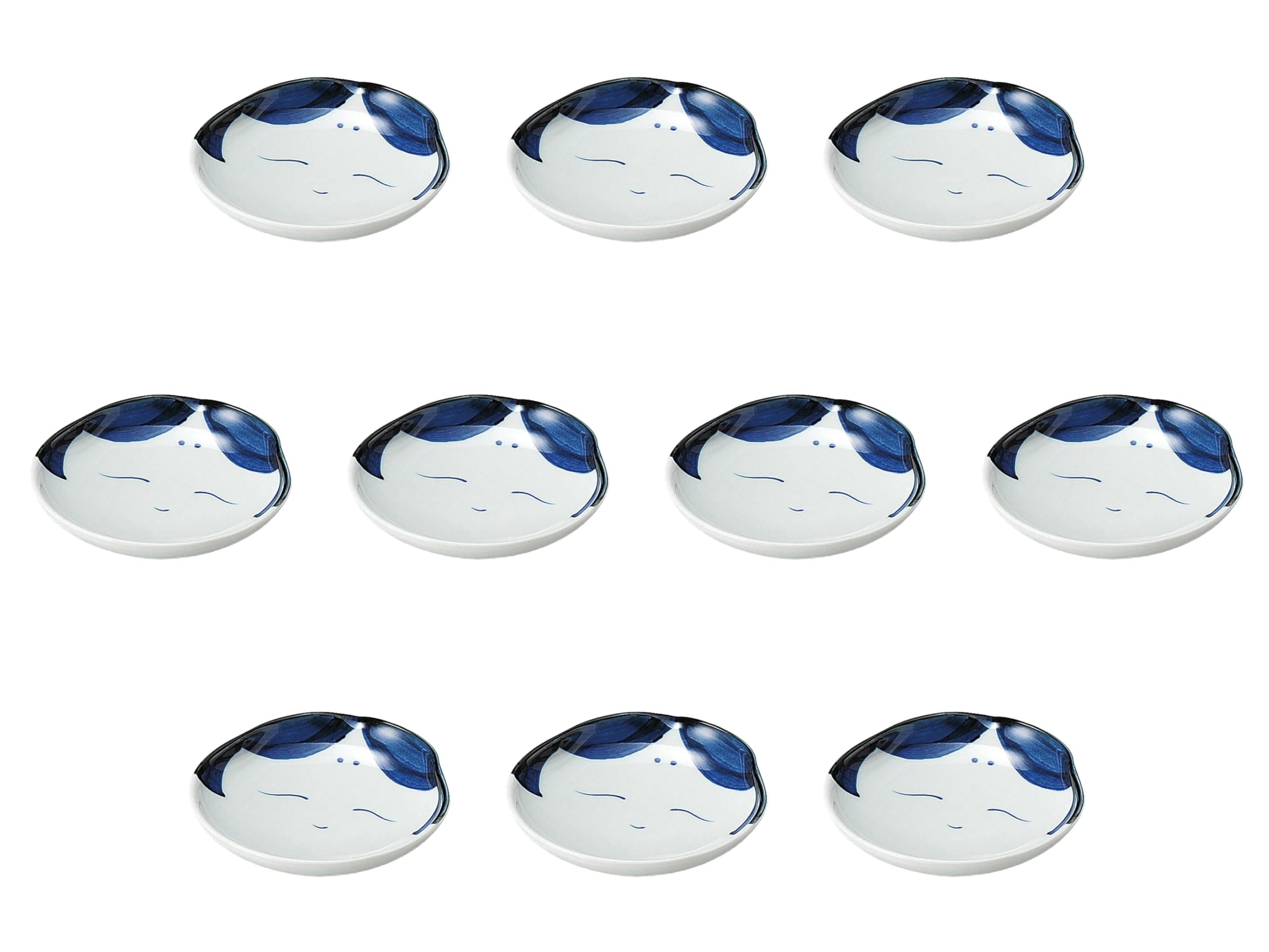 Набор из 10 счастливых тарелок [10,5 x 10 x 2 см] | Набор маленьких тарелок Арита Варе Setomonohonpo