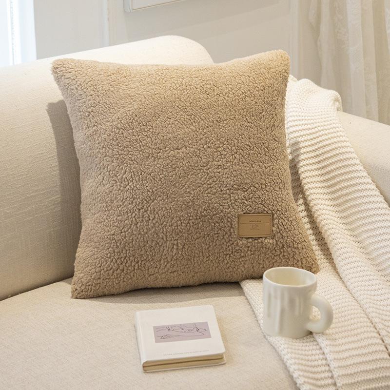 

Плюшевая подушка для дивана для гостиной с ягненком, универсальная и простая современная офисная подушка, наволочка на талию, подушка на спинку прикроватной тумбочки 45*45cm