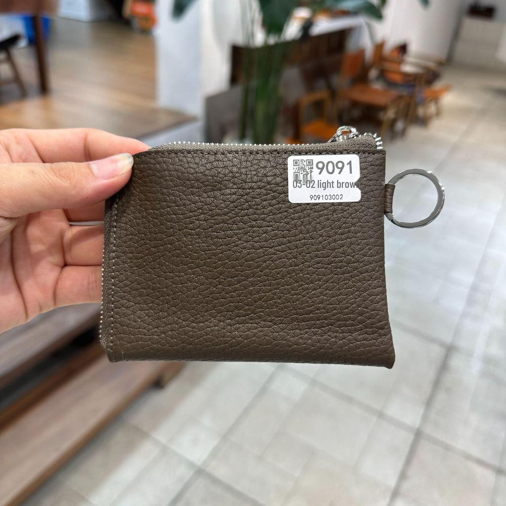 Genuine Leather Zipper Coin Purse & Card Holder with Key Ring