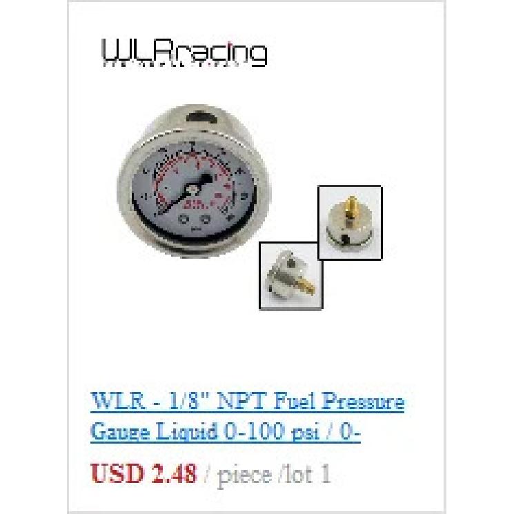 WLR - Universal Black Fuel Pressure Regulator With White Oil Gauge 3 Pieces AN6 Fittings 30-70 PSI WLR7845