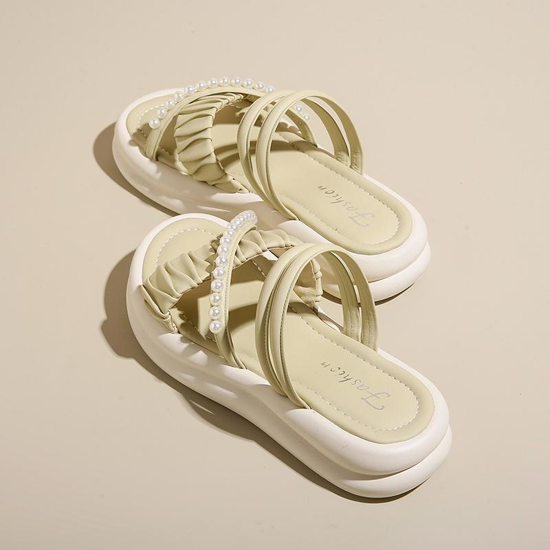 

Жіночі літні тапочки в новому стилі на товстій платформі з вузлом-метеликом Літні шльопанці Сандалі Жіноче взуття 42 зелений