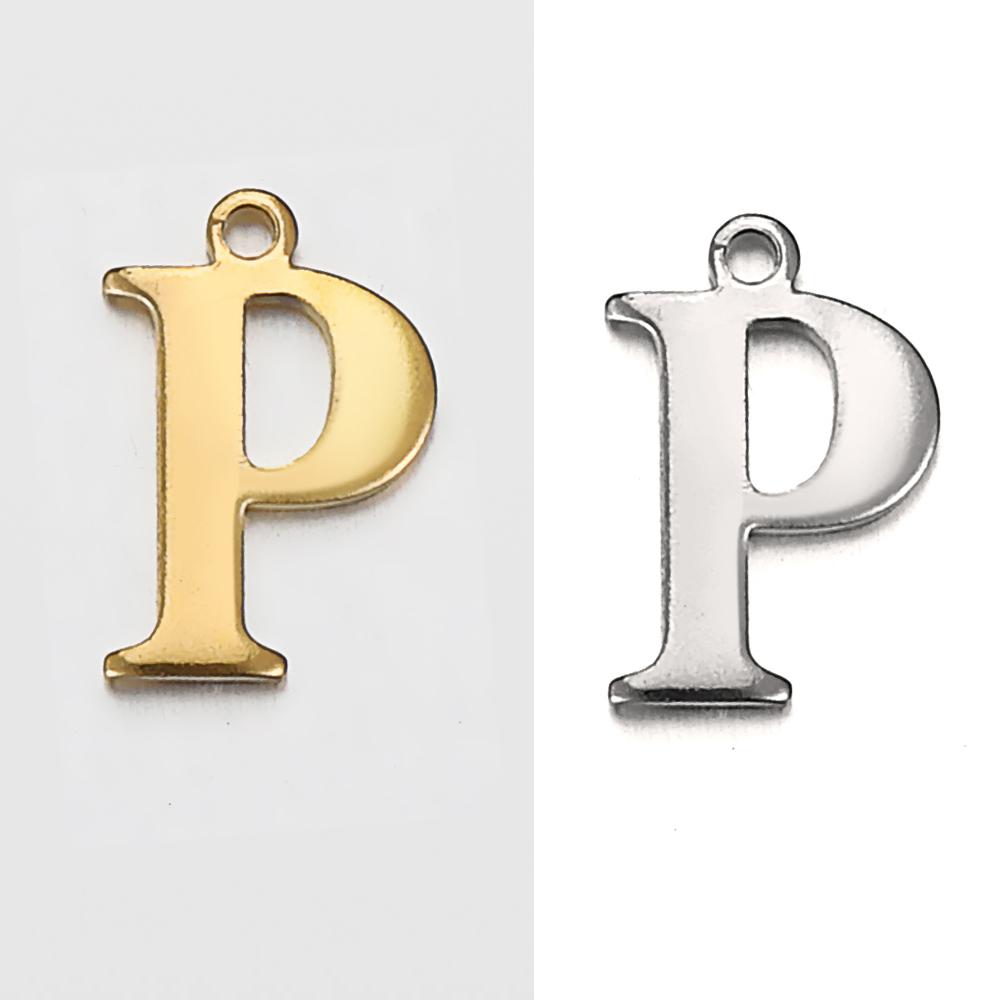 20pcs Stainless Steel Gold Letter Charm Initial Charms Alphabet Beads Pendants Assorted for Bracelet Necklace Jewelry Making DIY