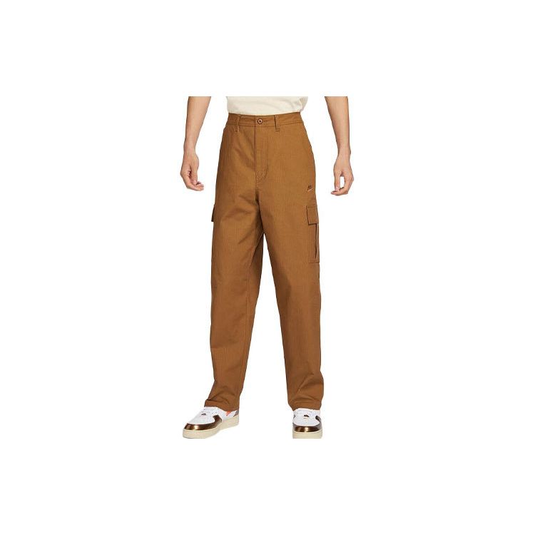 Nike Solid Color Straight Leg Mid Rise Woven Cargo Pants Men bottoms Brown FZ5766-281