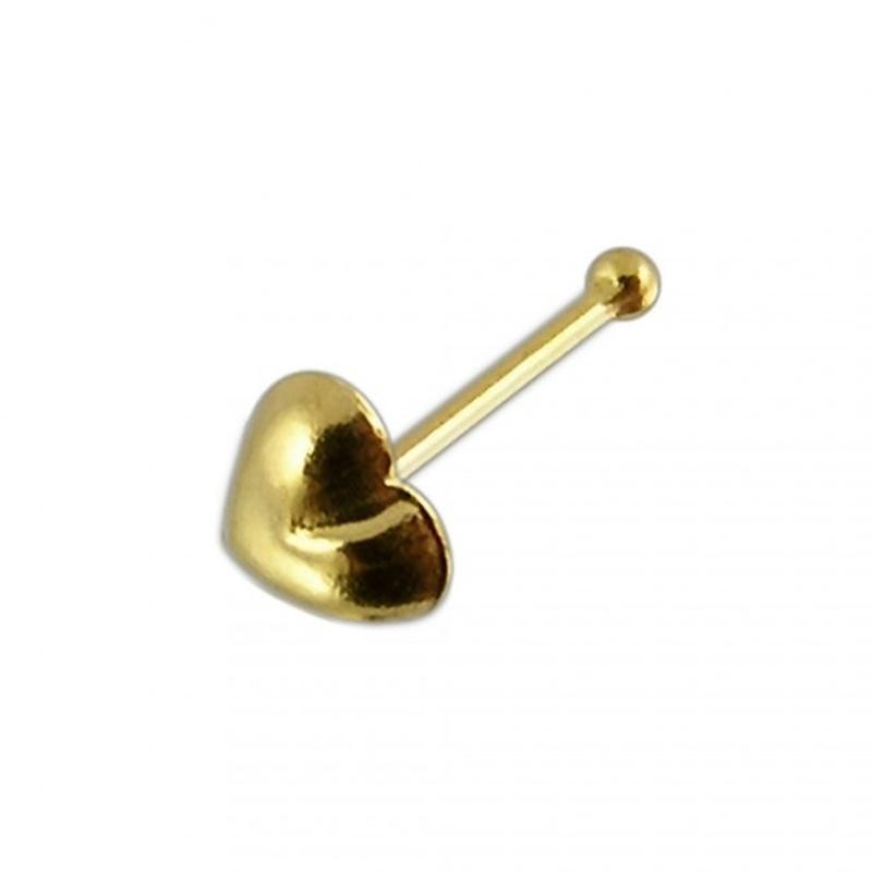 KODY PIERCING Piercing Jewellery 9K Plain Heart Ball End Nose Pin