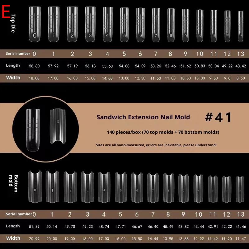 

140/280Pcs Dual Nail Forms Sandwich Set Top Bottom Mold Long Square Almond Nail Art Extensions Manicure Tool