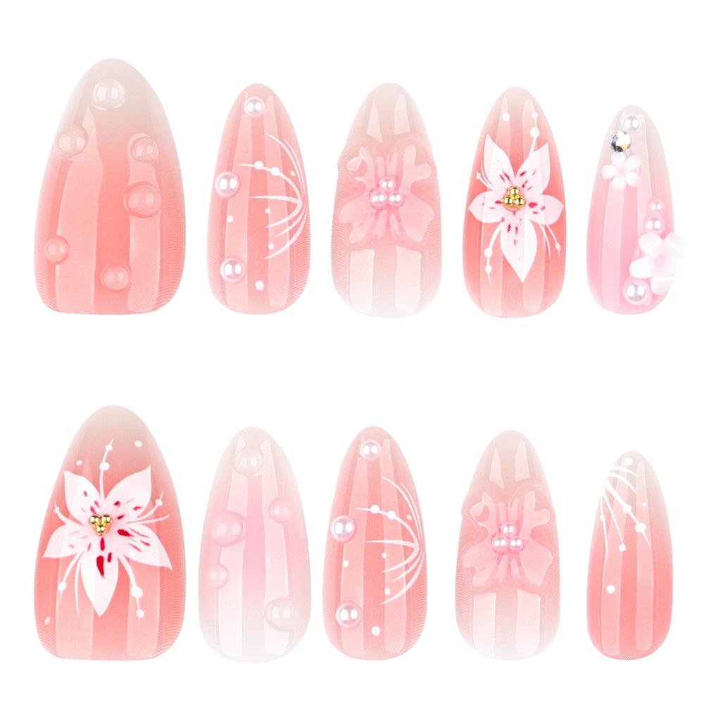 3D Three-dimensional Fresh Flowers European and American Foreign Trade Wear Nail Blush Gradual Change Nail Art Fake Nail Wear