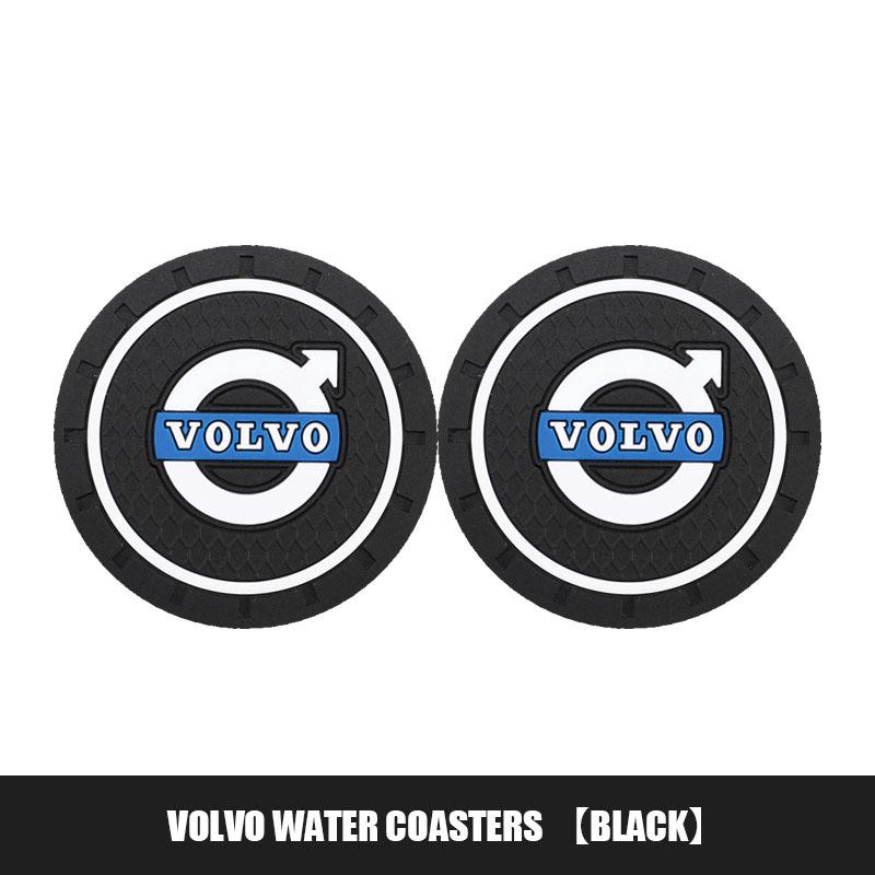 2Pcs Car Coaster PVC Logo Water Cup Pad Anti Slip Mat Accessories For Volvo Rdesign Polestar AWD V50 S60 XC60 S40 XC40 XC90 V60 NS0