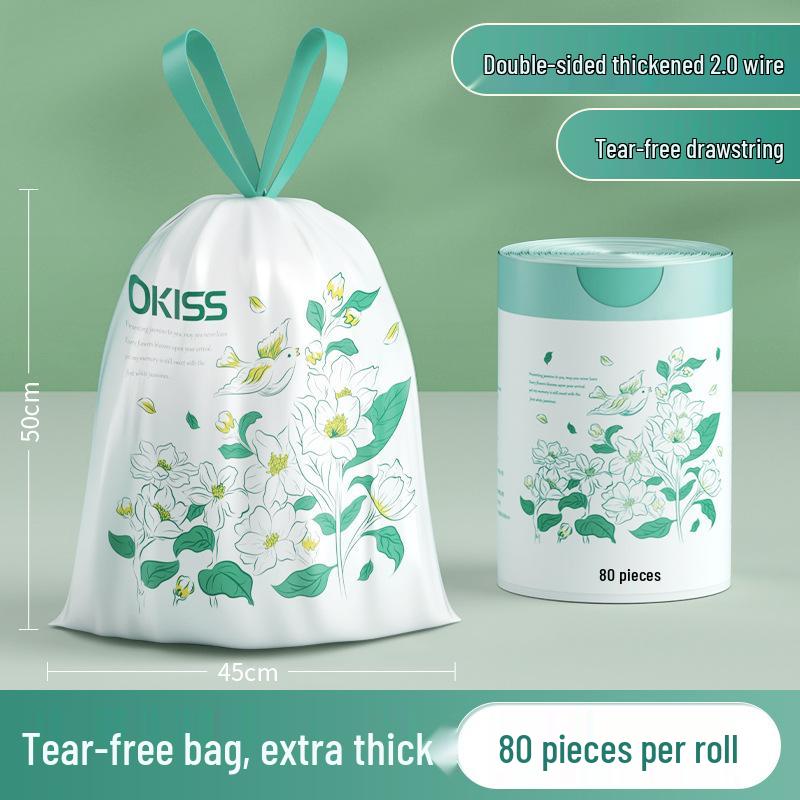 Okas Tear-Free Portable Capibara Thickened Large Garbage Bags for Home, Kitchen, and Dormitory with Drawstring