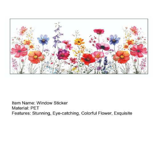 Bunter Blumen-Fensteraufkleber Frühling Sommer Wildblumen Statische Fensterfolien Beidseitig