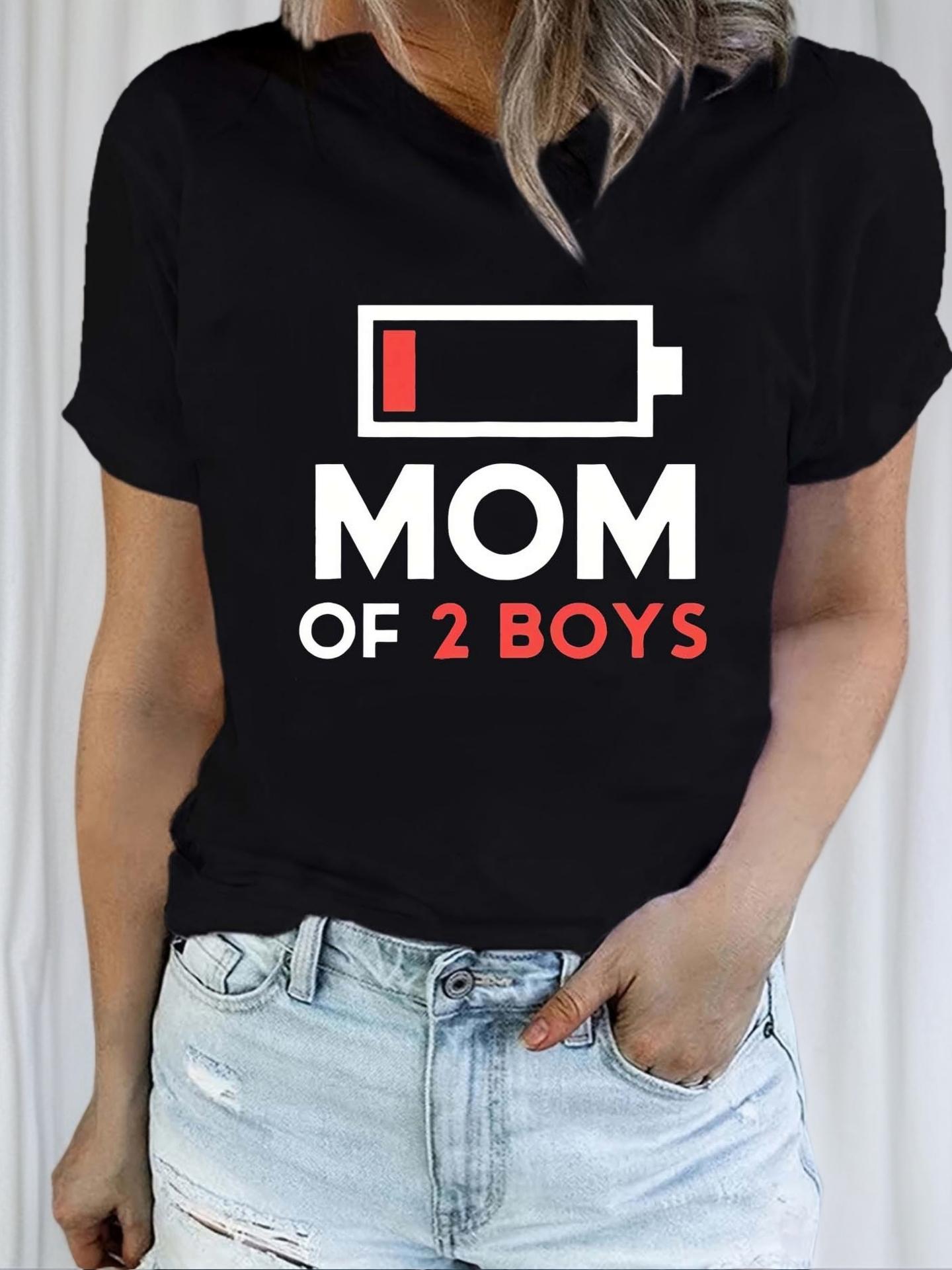 Low Battery Mom of 2 Boys Graphic T-shirt XXL