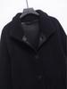 2024 Autumn/Winter Black Casual Fleece Long Sleeve Stand Collar Overcoat Jacket