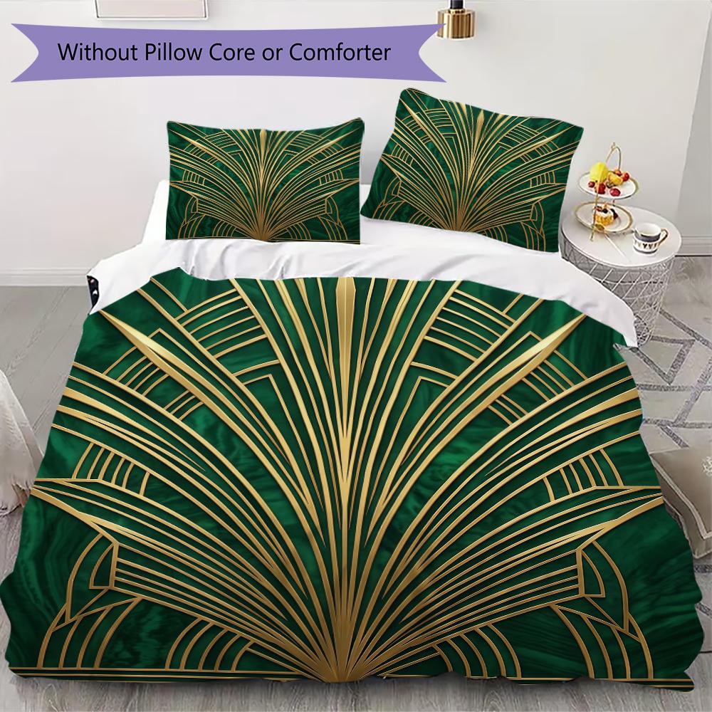 Biancheria da letto con motivo a linee Art Déco Set piumone Copripiumone Federa Decorazione per la casa Regalo di compleanno (1 * copripiumino + 2 * federe senza imbottitura)